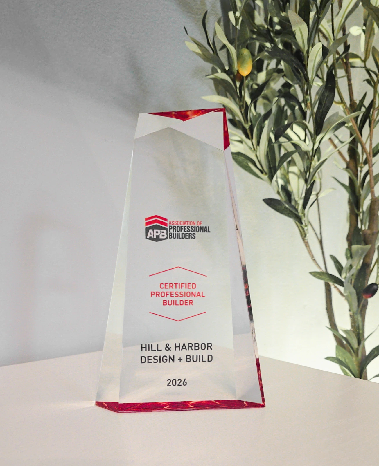 Hill & Harbor Certified Professional Builder designation from the Association of Professional Builders