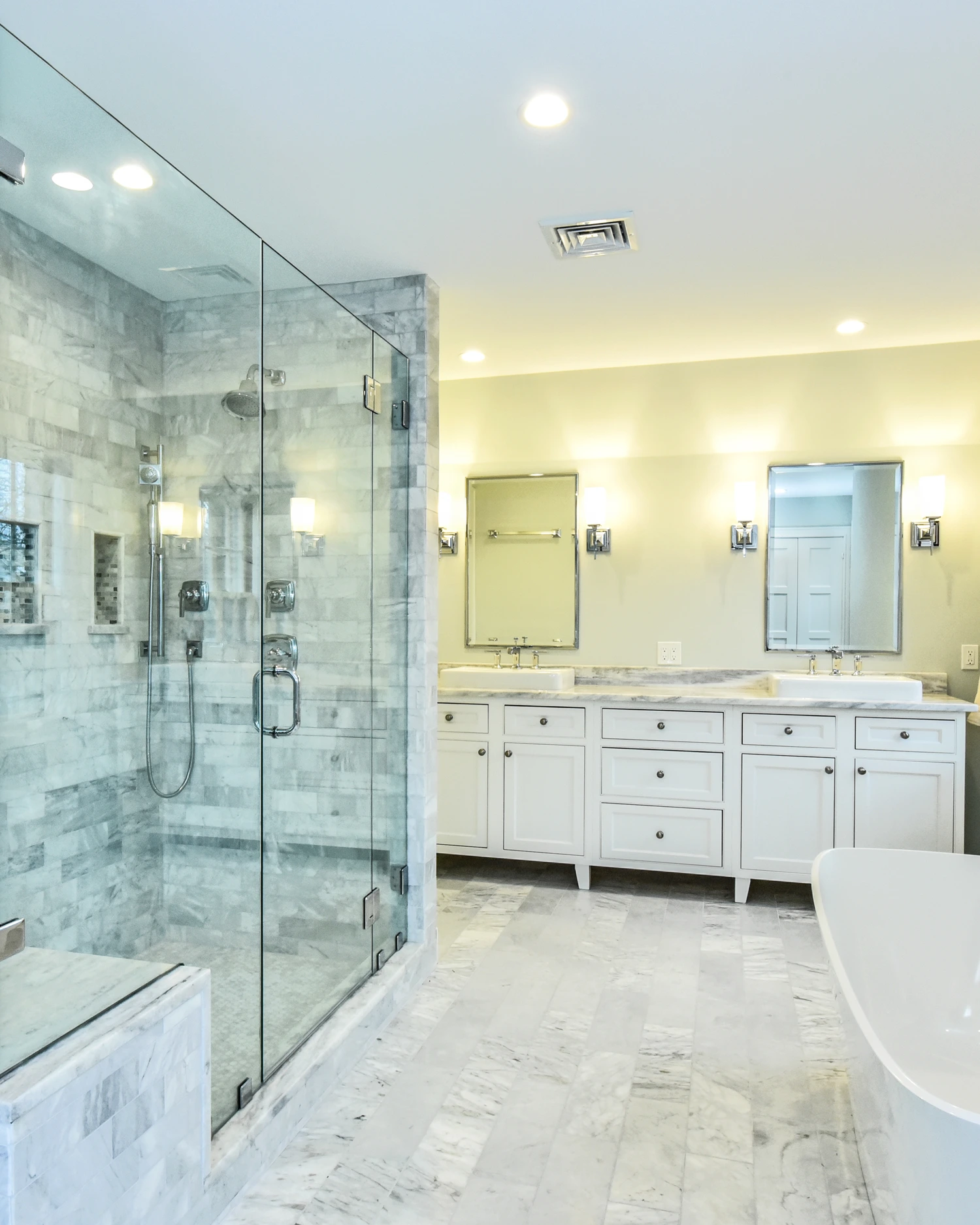 Luxury master bathroom marble shower providence