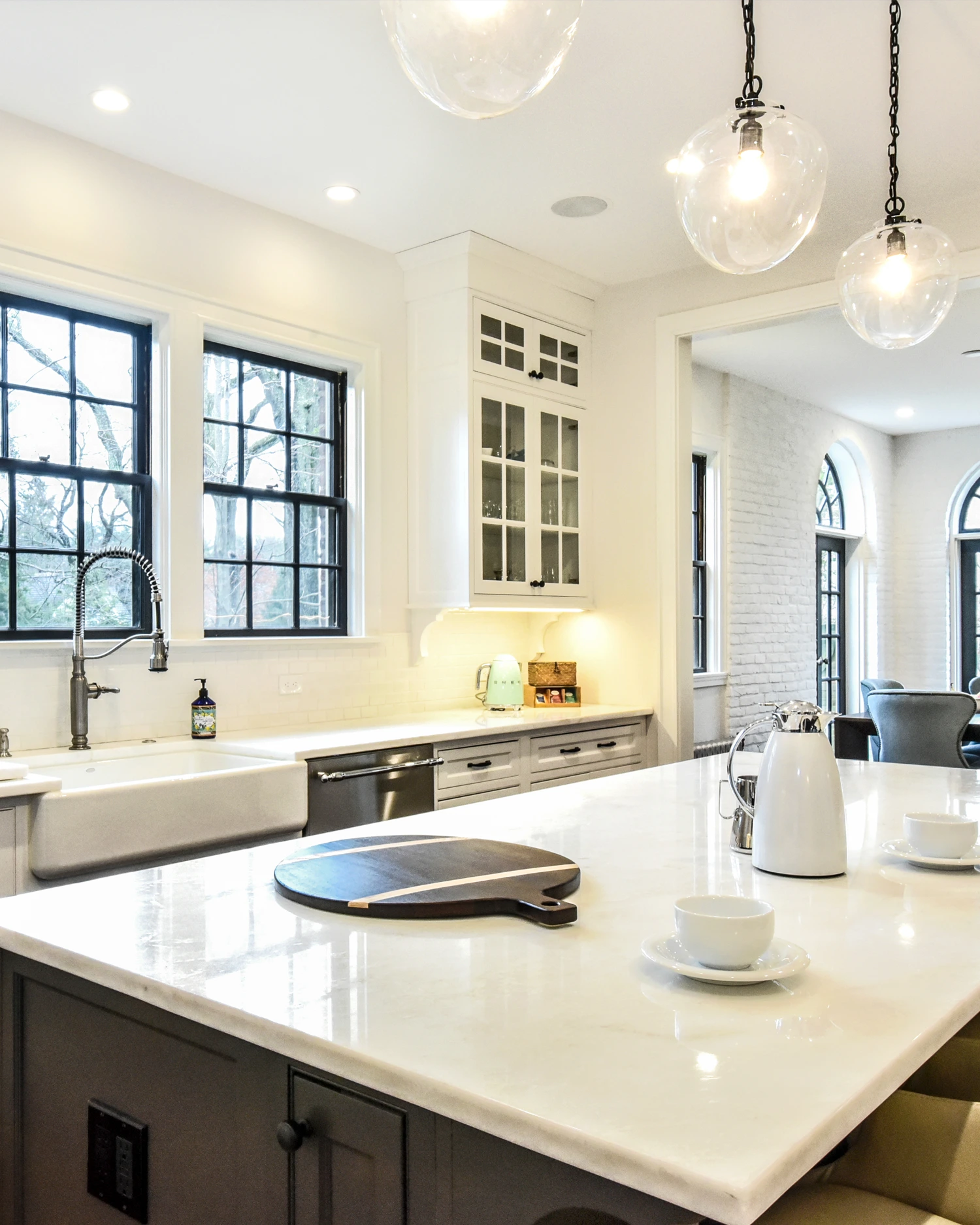 Marble kitchen countertop detail historic renovation