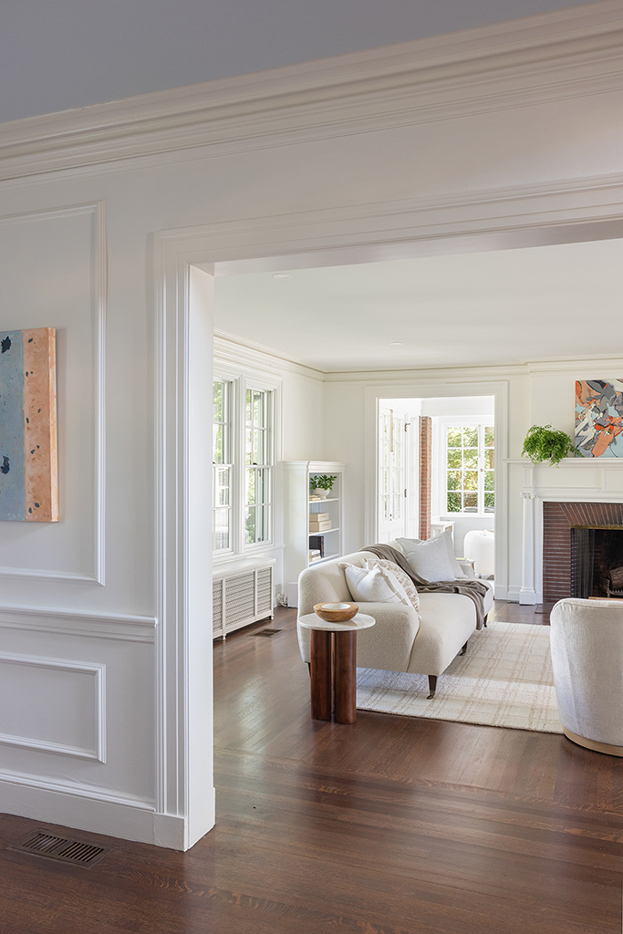 Formal living room archway transition
