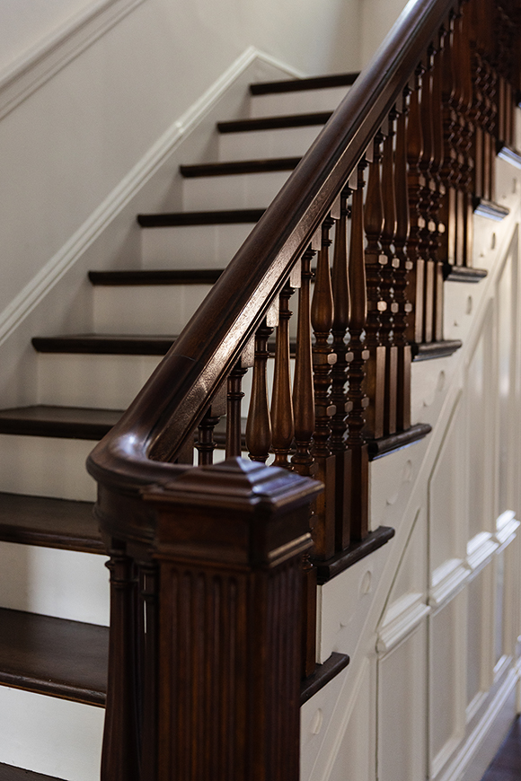 Historic newel post handrail detail