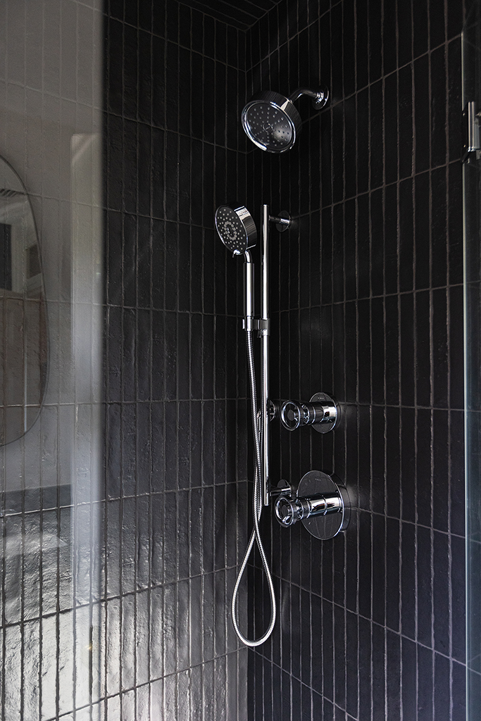 Modern black tiled shower design