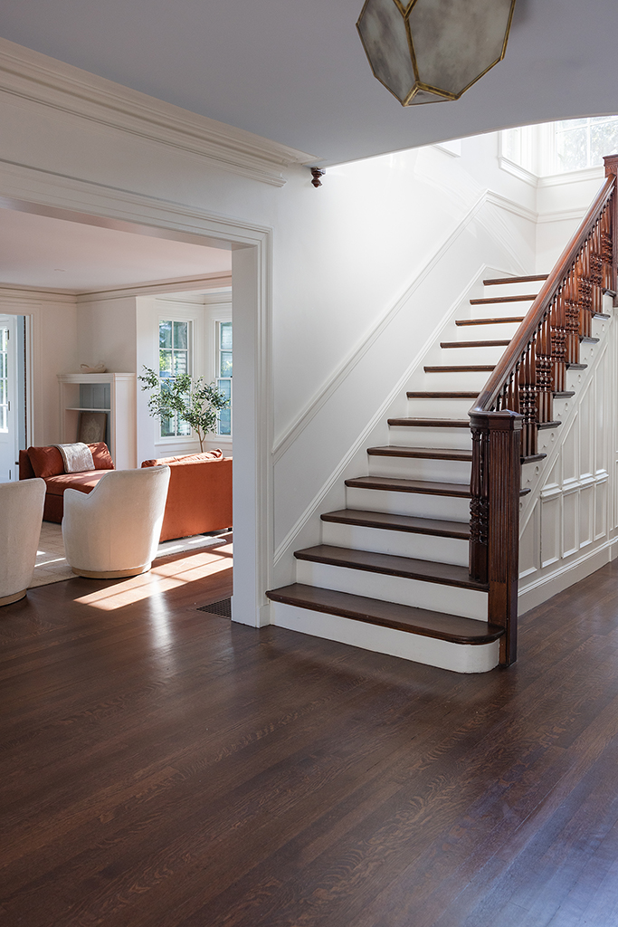White oak flooring staircase landing