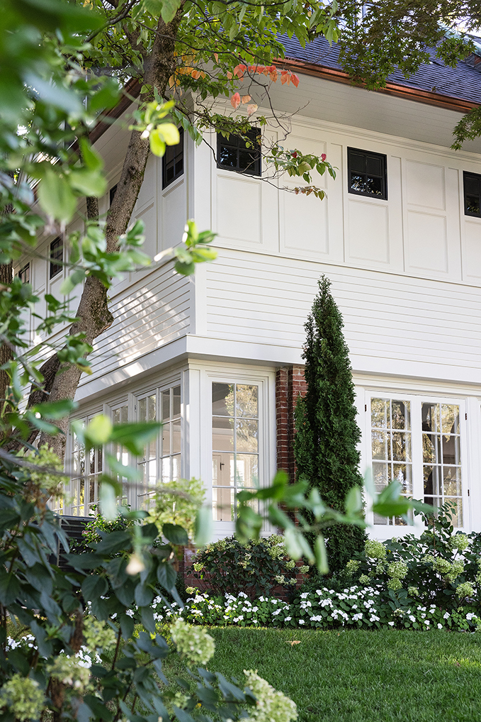 White stucco home exterior renovation